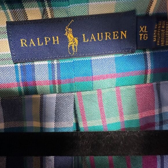 Ralph Lauren Check Oxford Button Down Shirt Mens XL Plaid Colorful 100% Cotton - Picture 4 of 11